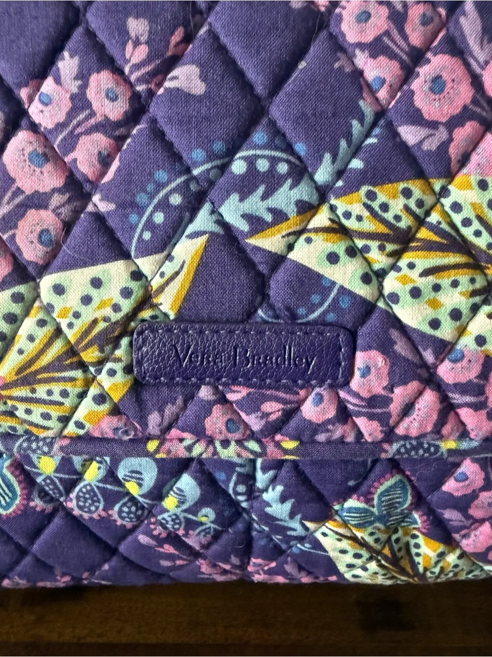 Vera Bradley Batik Leaves Cotton Quilted Crossbody Laptop Messenger Bag Retired